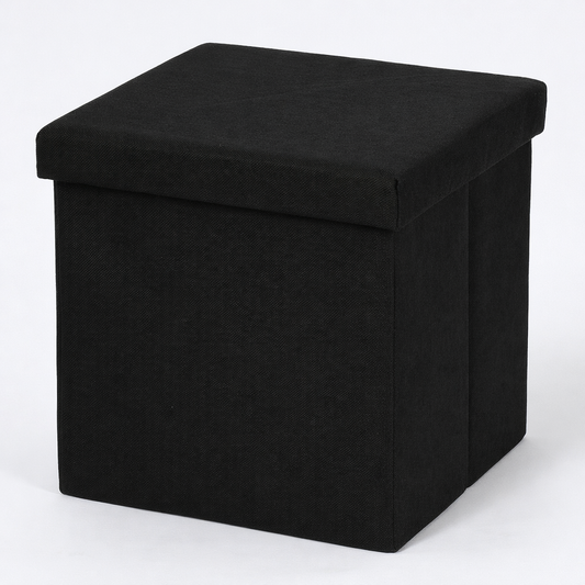 Zwarte Opvouwbare Poef met Opbergruimte 38x38x38 cm