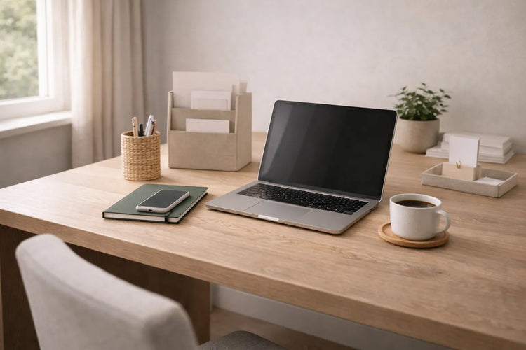 Een georganiseerde werkplek zorgt voor focus. Slimme oplossingen voor een overzichtelijke en productieve thuiswerkplek.