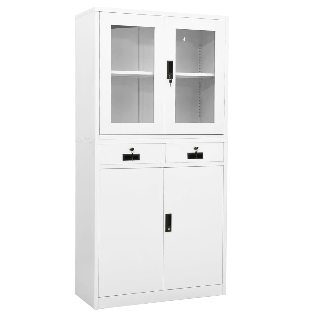 Kantoorkast 90X40X180 Cm Staal En Gehard Glas Kleurig