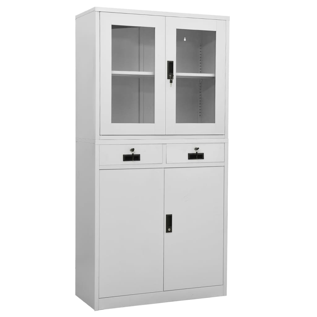 Kantoorkast 90X40X180 Cm Staal En Gehard Glas Kleurig