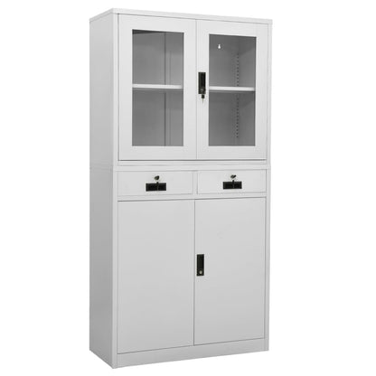 Kantoorkast 90X40X180 Cm Staal En Gehard Glas Kleurig