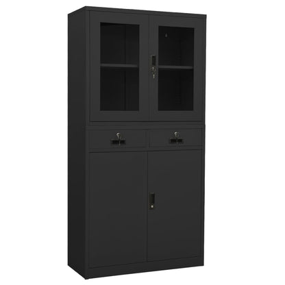 Kantoorkast 90X40X180 Cm Staal En Gehard Glas Kleurig