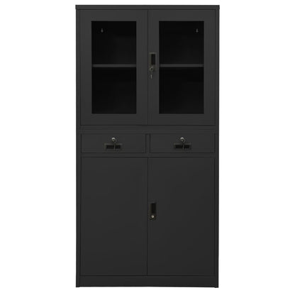 Kantoorkast 90X40X180 Cm Staal En Gehard Glas Kleurig