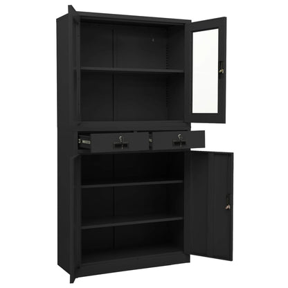 Kantoorkast 90X40X180 Cm Staal En Gehard Glas Kleurig