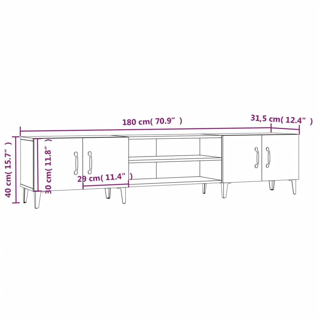Tv-Meubel 180X31,5X40 Cm Bewerkt Hout
