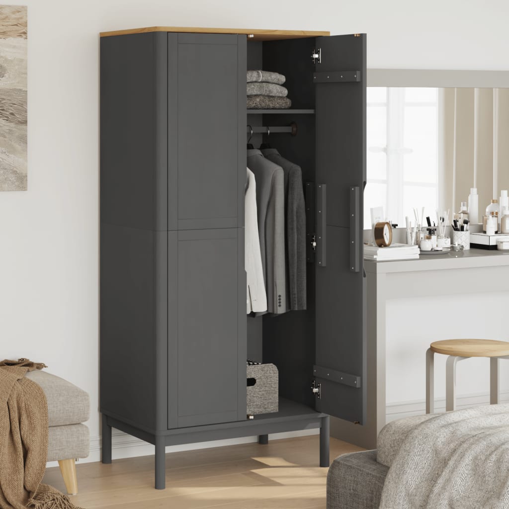 Kledingkast Floro 77X53X171 Cm Massief Grenenhout