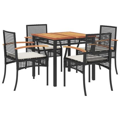 5-Delige Tuinset Met Kussens Poly Rattan Zwart