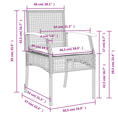 5-Delige Tuinset Met Kussens Poly Rattan Zwart