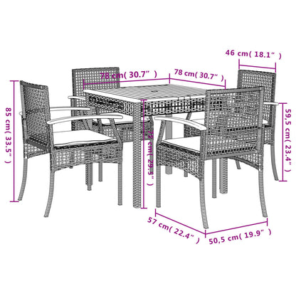5-Delige Tuinset Met Kussens Poly Rattan Zwart