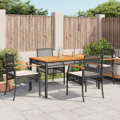 5-Delige Tuinset Met Kussens Poly Rattan Zwart