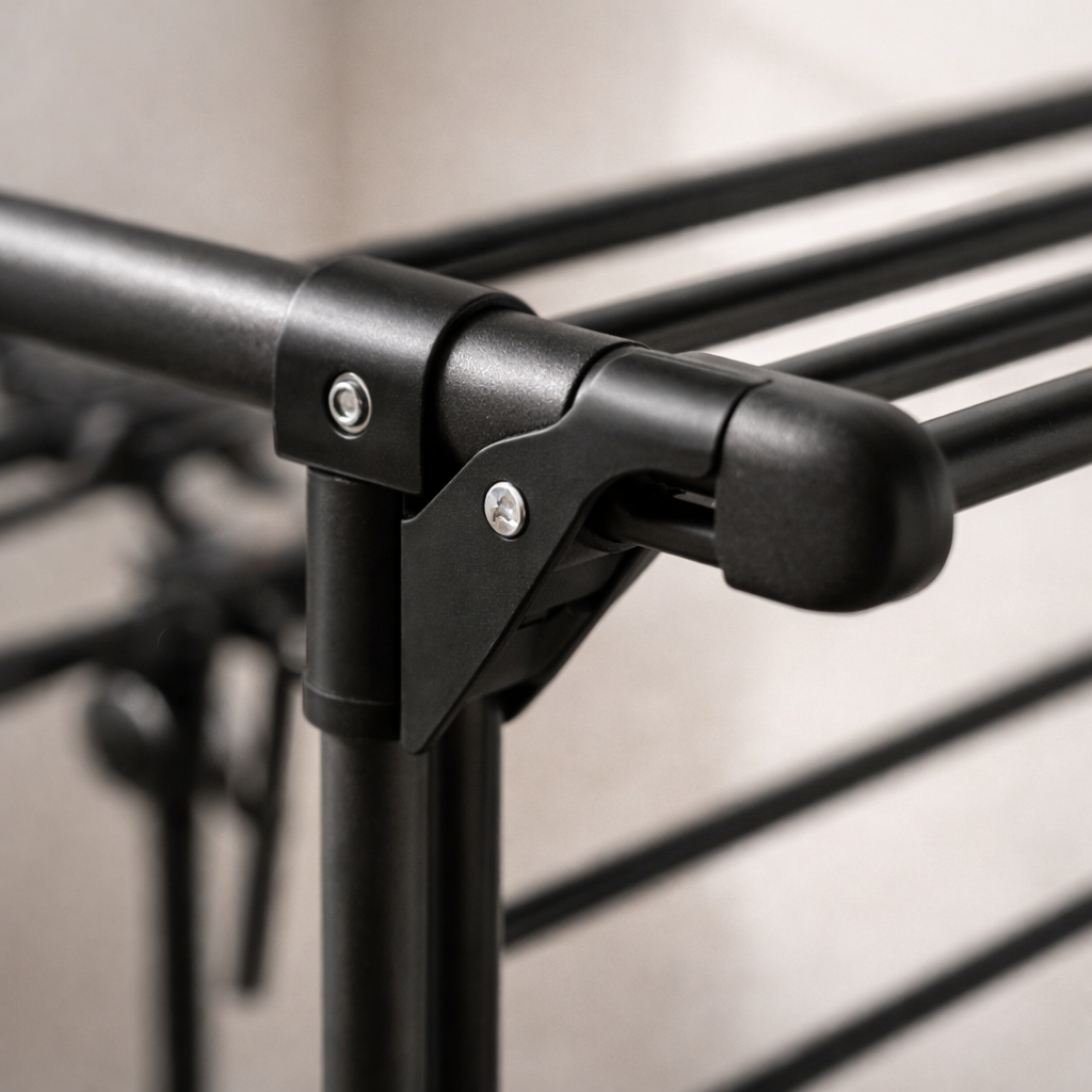 Wasrek Inklapbaar 75x64x178 cm – Zwart | De Plusser