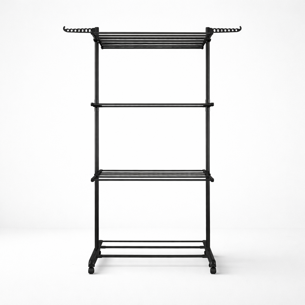 Wasrek Inklapbaar 75x64x178 cm – Zwart | De Plusser