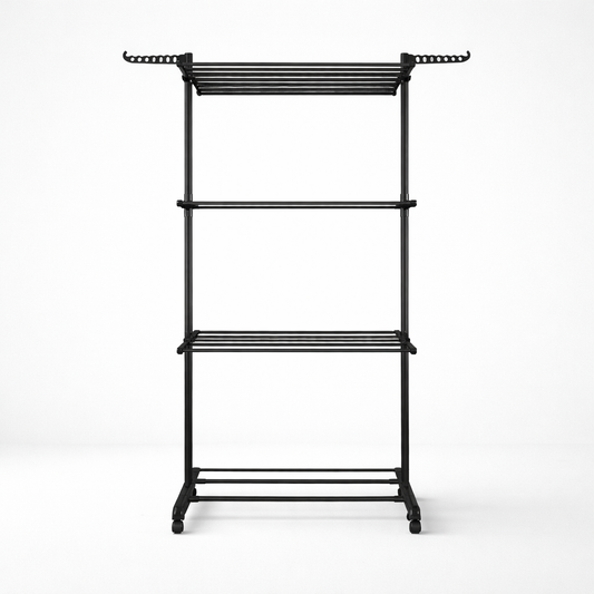 Wasrek Inklapbaar 75x64x178 cm – Zwart | De Plusser