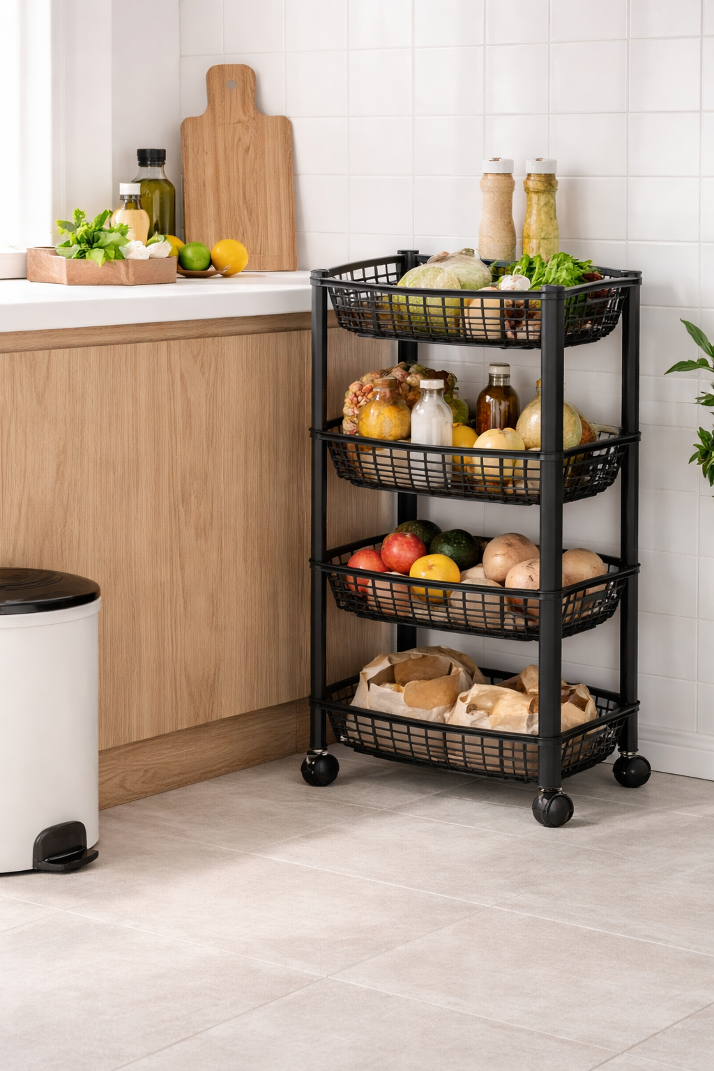 Keukentrolley 4 Wielen – Slimme Opbergoplossing