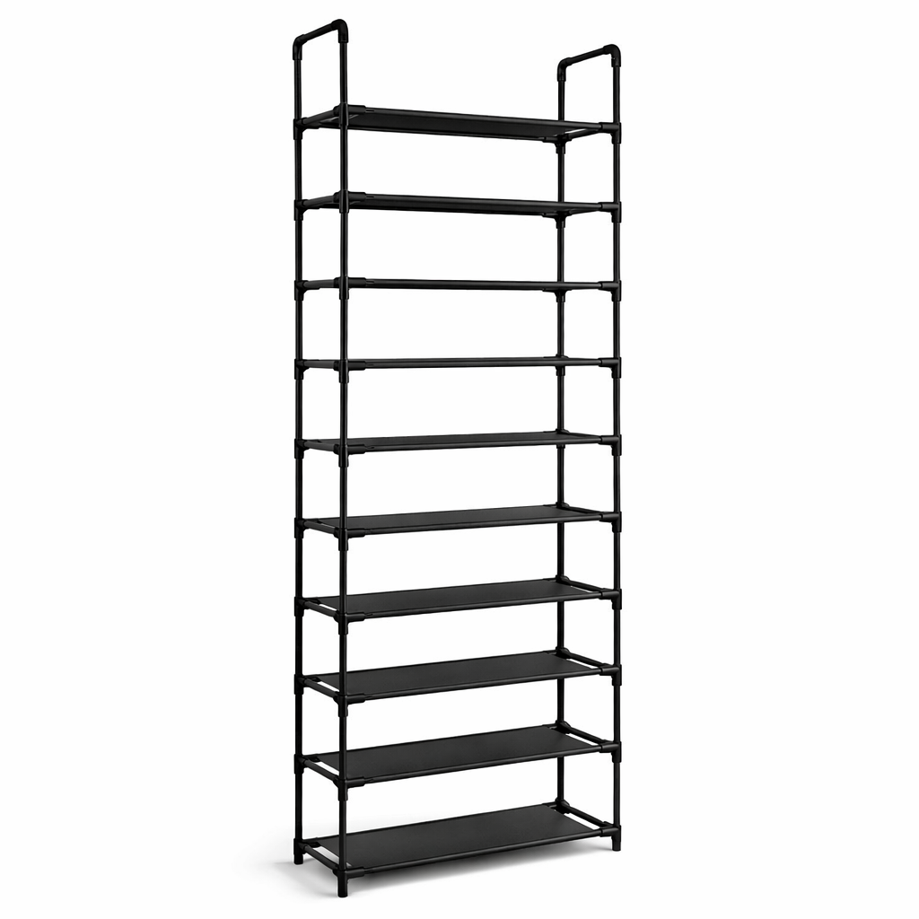 Schoenenrek 10 Laags Zwart – Metaal – 58x28x175 cm
