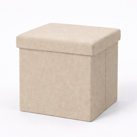 Zwarte Opvouwbare Poef met Opbergruimte 38x38x38 cm