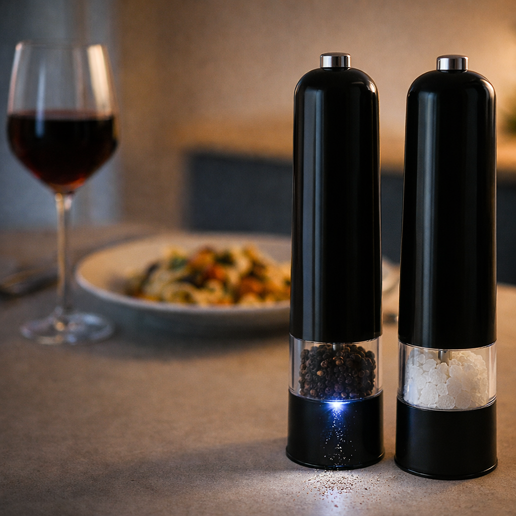 Elektrische Peper- en Zoutmolen Set – Zwart – Verstelbare Maalgraad