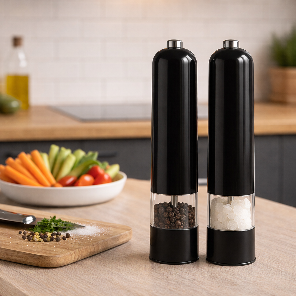 Elektrische Peper- en Zoutmolen Set – Zwart – Verstelbare Maalgraad