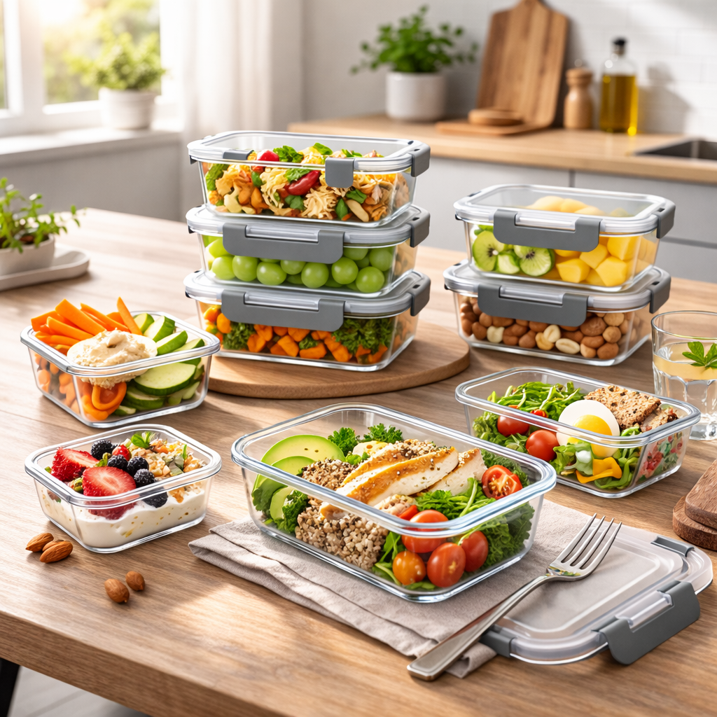 Close-up van siliconen luchtdichte sluiting op glazen bewaarbakje