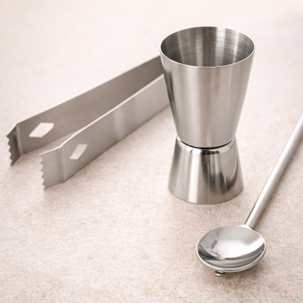 Detail van roestvrijstalen cocktailshaker