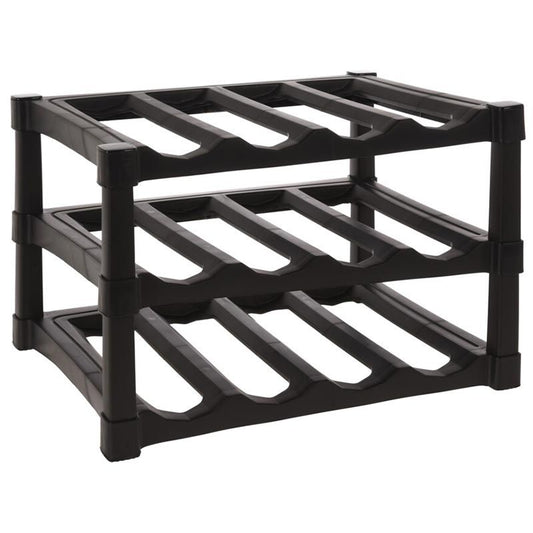 Excellent Houseware kunststof wijnrek voor 12 flessen zwart