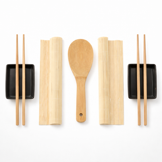 Excellent Houseware sushi set 7 delig van bamboe en keramiek voor 2 personen