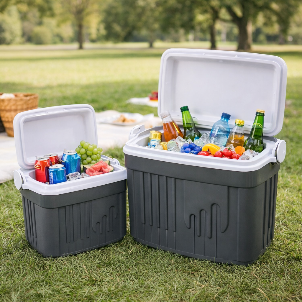 Koelbox gebruikt tijdens picknick in park