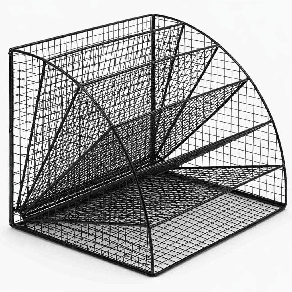 Metalen brievenbak met 6 vakken zwart – industriële bureauorganiser | De Plusser