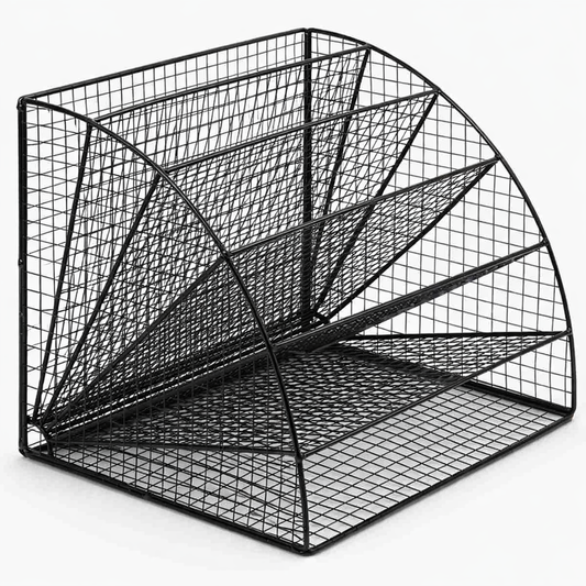 Metalen brievenbak met 6 vakken zwart – industriële bureauorganiser | De Plusser