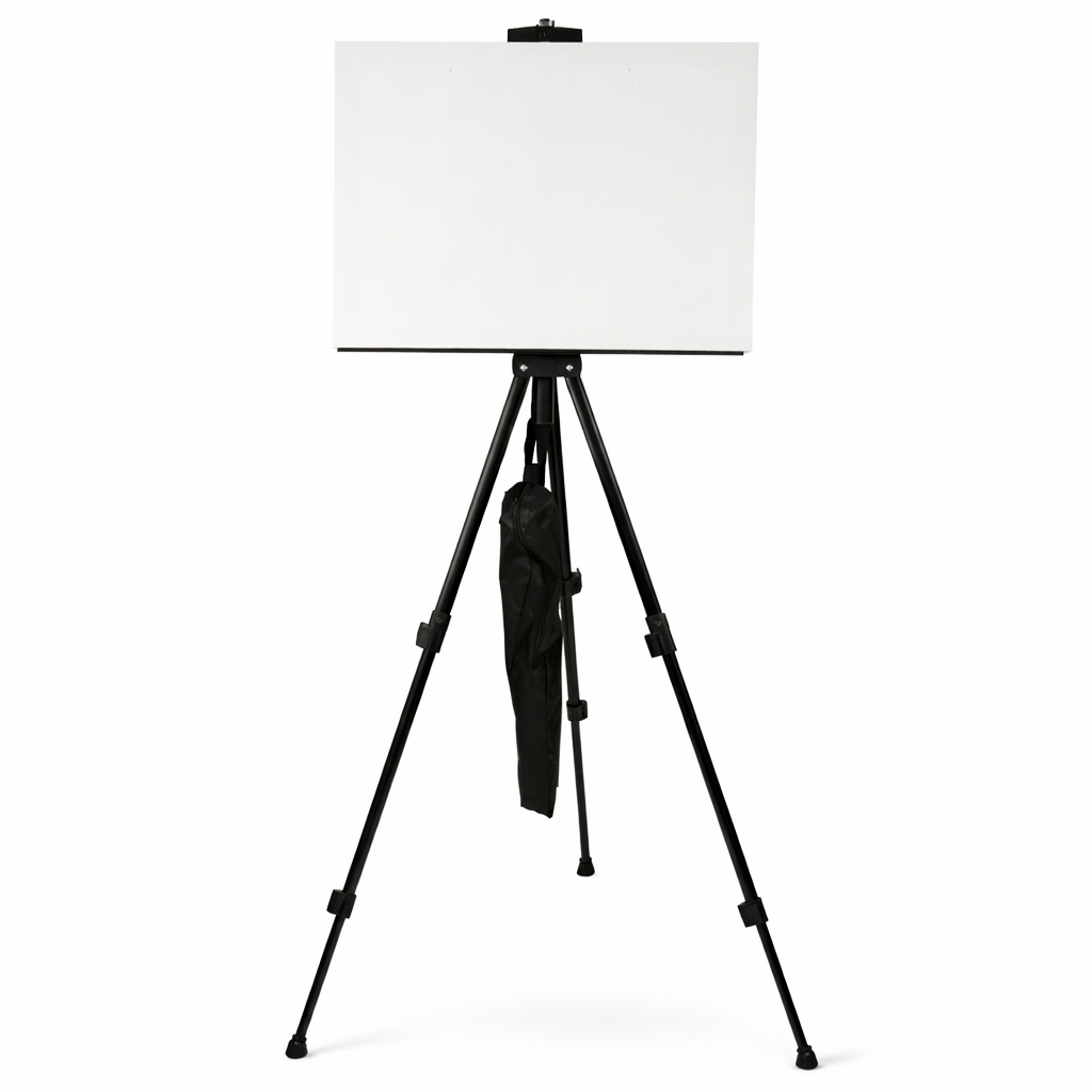 Opvouwbare zwarte schildersezel verstelbaar met tas – De Plusser