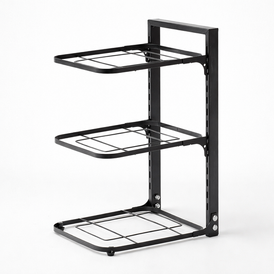 Verstelbaar pannenrek 3 lagen zwart van staal