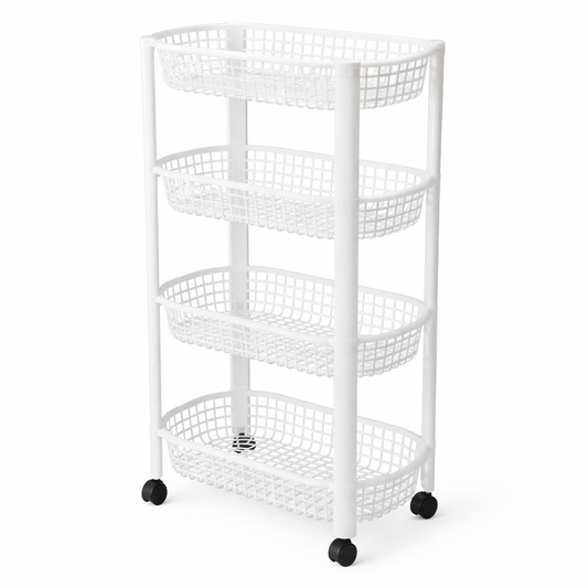 Witte keukentrolley met 4 lagen en wieltjes – De Plusser