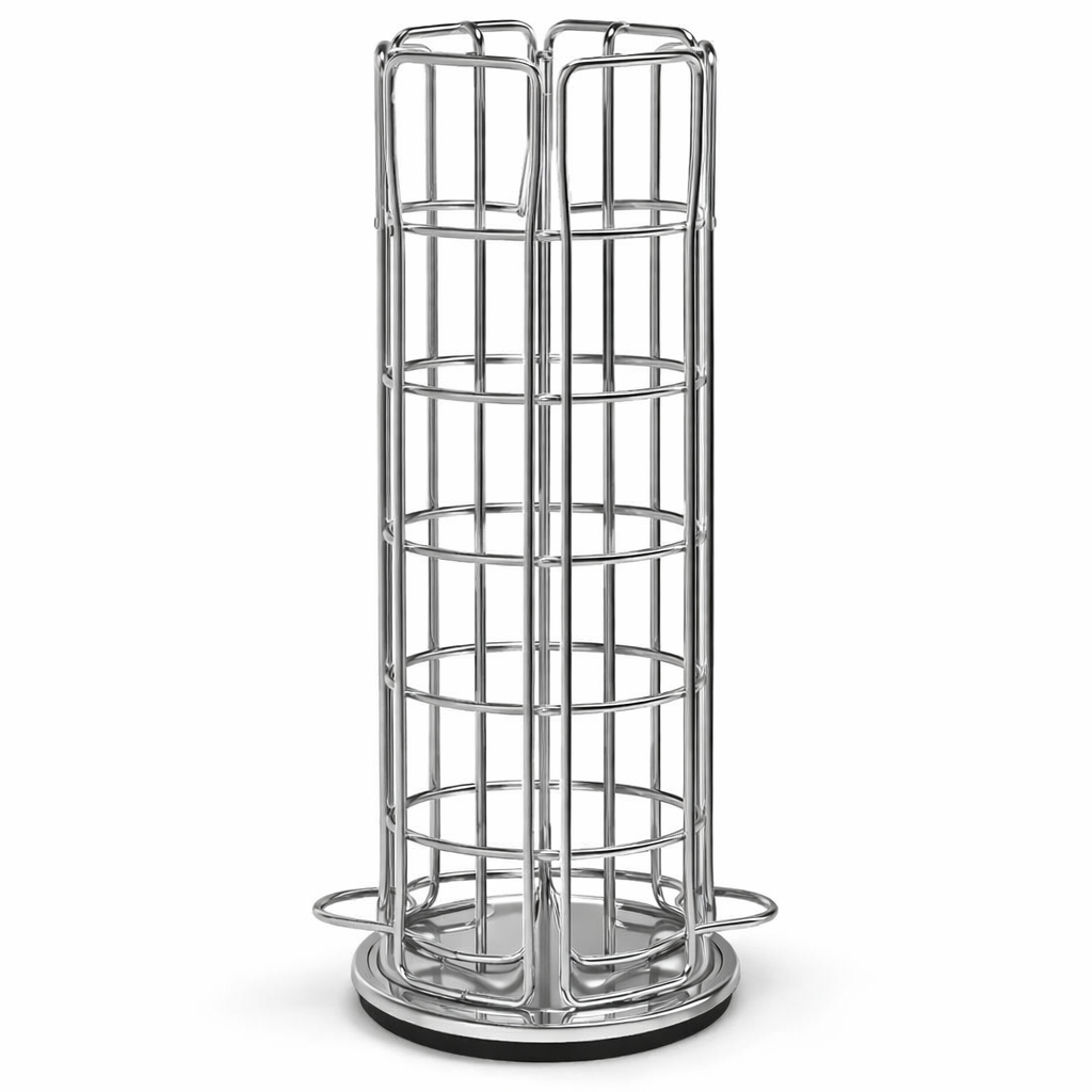 Zilveren metalen capsulehouder voor 42 Nespresso cups – draaibaar koffie cup rek