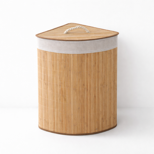 bamboe wasmand hoek model 72L naturel – minimalistisch design