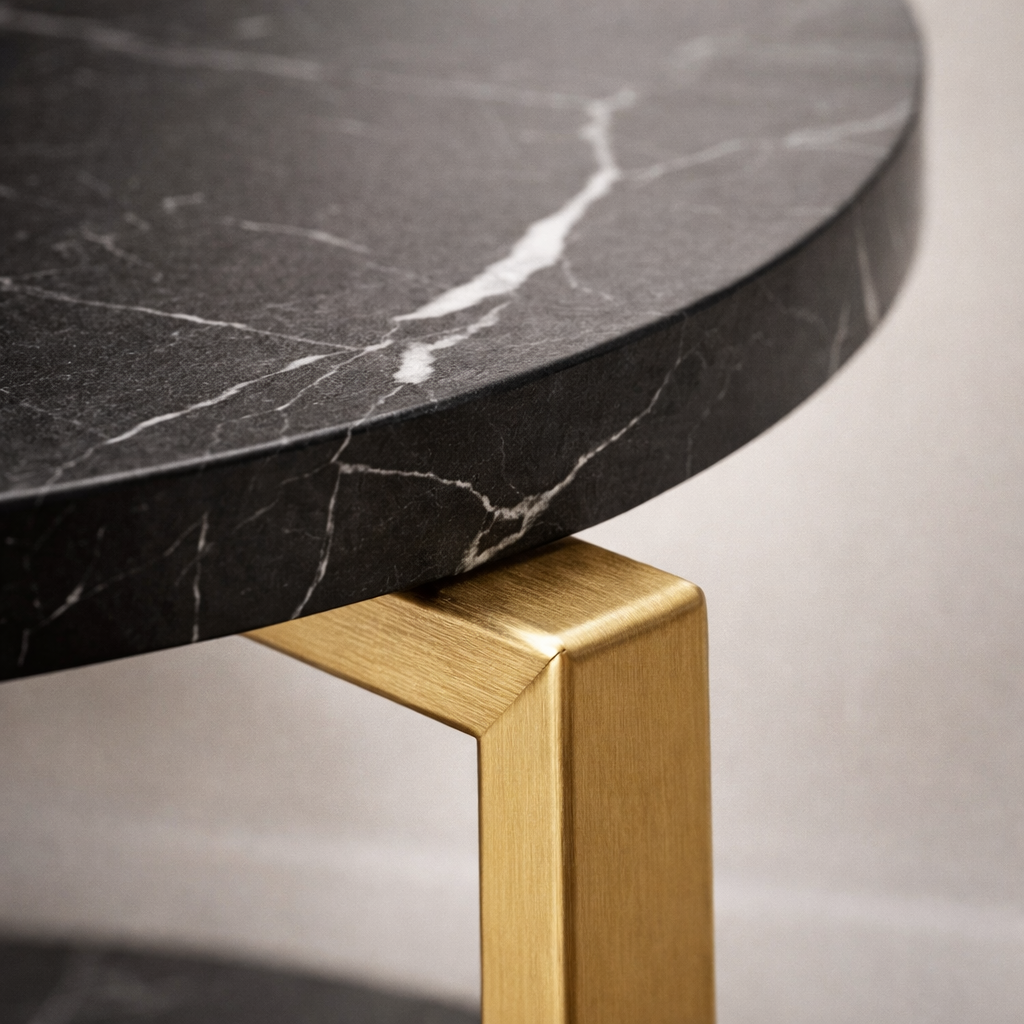 detail zwarte goud bijzettafel