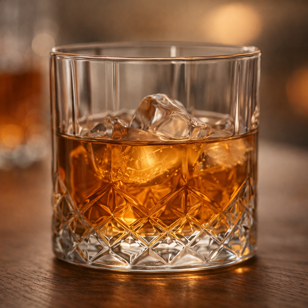 Detail van reliëf whiskeyglas